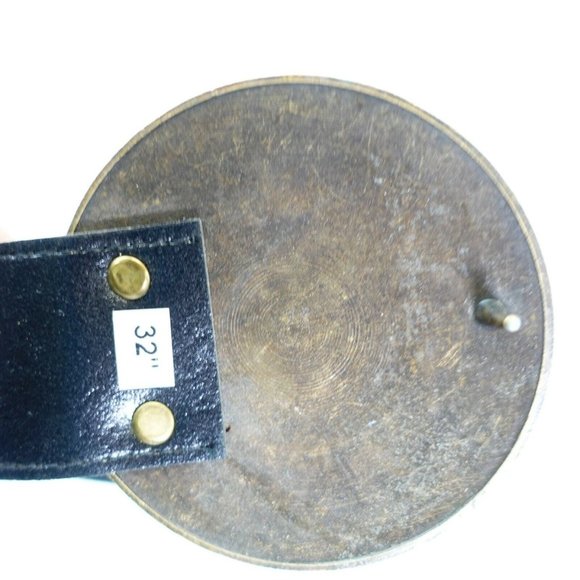 Women's‎ Leather Brown Dress Belt 27.5 Brass Circle Buckle Boho - Picture 6 of 10